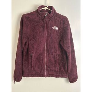 North Face sz S burgundy sherpa full zip jacket